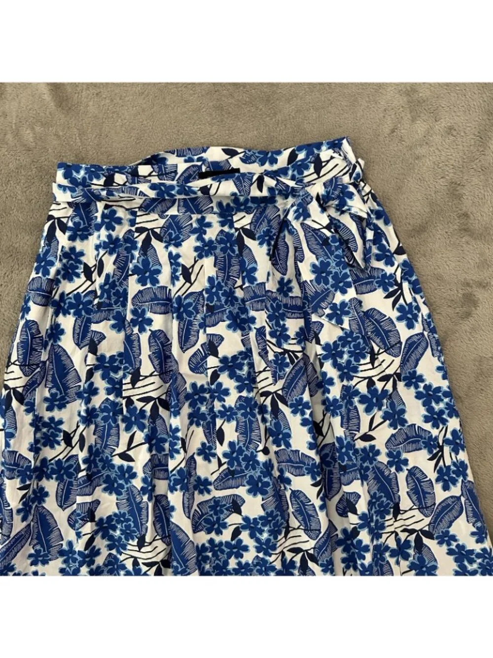 Talbots 2024 Blue White 100% Cotton Full Maxi Skirt Womens size 12